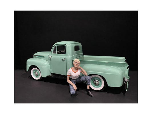 Car Girl in Tee Michelle Figurine for 1/18 Scale Models by American