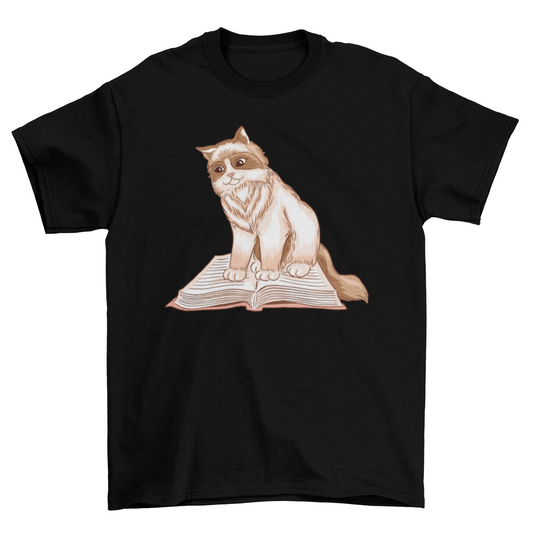 Cat reading t-shirt