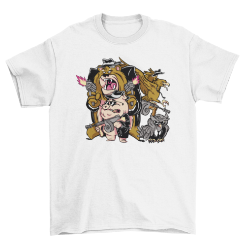 Cartoon mafia animals t-shirt