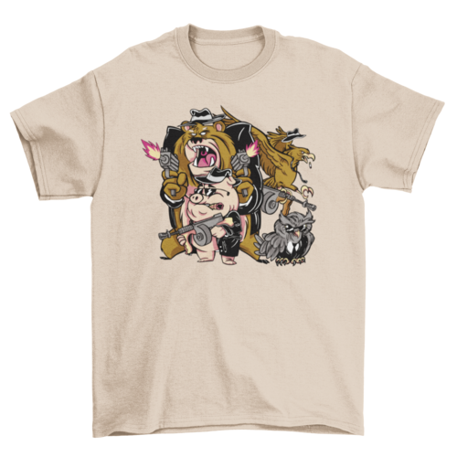 Cartoon mafia animals t-shirt