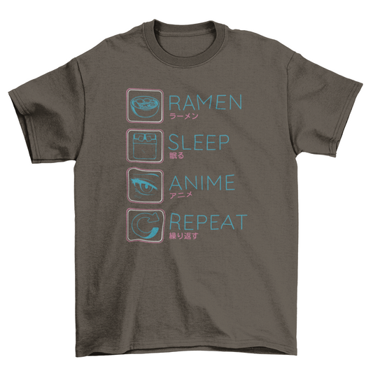 Ramen anime routine t-shirt