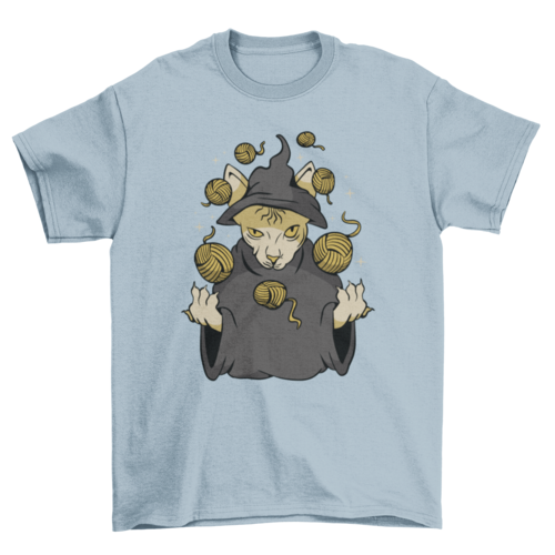 Wizard cat yarn balls t-shirt