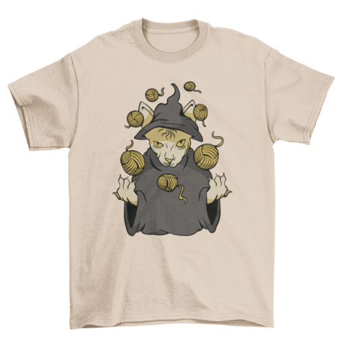 Wizard cat yarn balls t-shirt