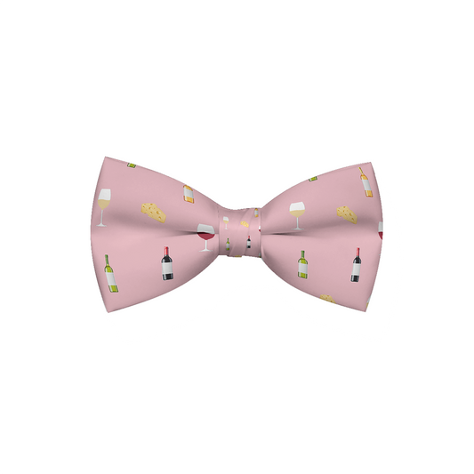 Wine & Cheese Pink Dog Bow Tie
