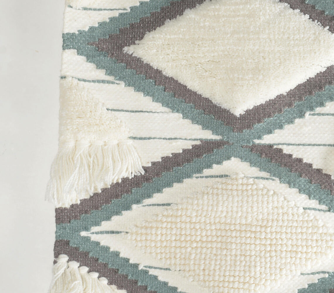 Handwoven & Tufted Geometric Fringed Wall Hanging Eco