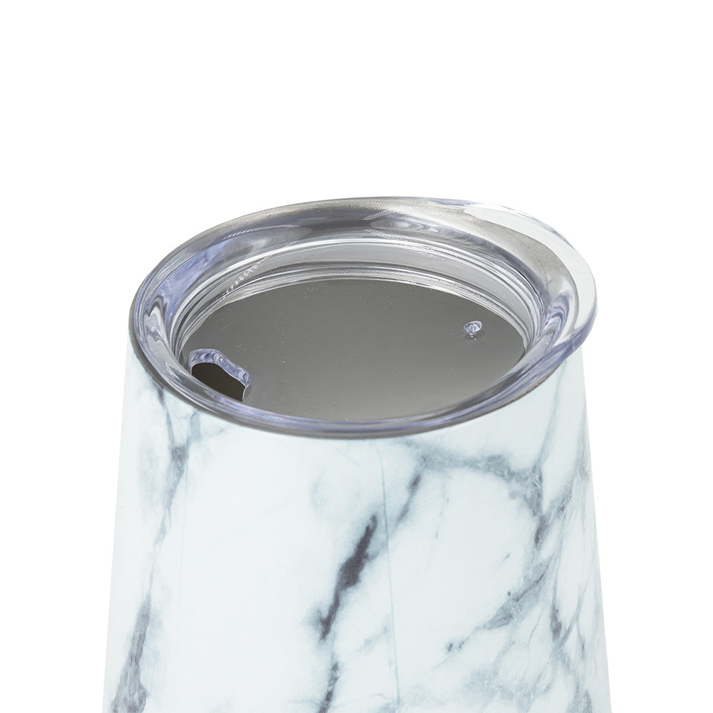DRINCO® 12oz Insulated Wine Tumbler Glass (Pacifica White Marble)