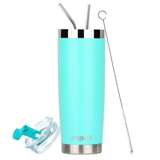 DRINCO®  20oz Insulated Tumbler w/Spill Proof Lid, 2 Straws(Teal)