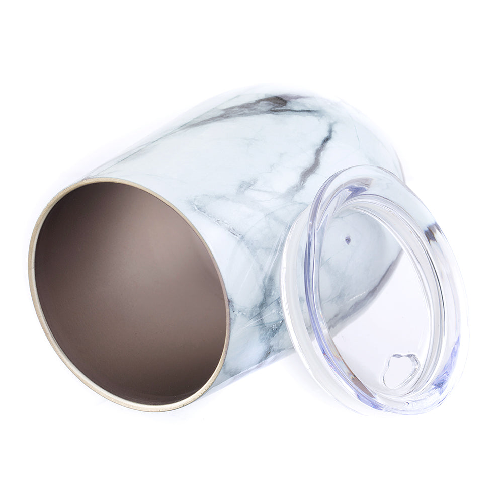 DRINCO® 12oz Insulated Wine Tumbler Glass (Pacifica White Marble)