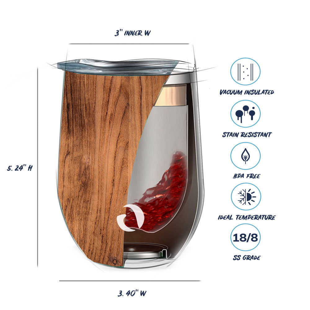 DRINCO® 12oz Insulated Wine Tumbler Glass (Woodland)