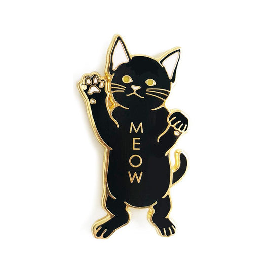 Black Cat Meow Enamel Pin