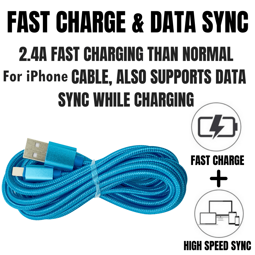 2 Pack 10FT XL Charger Compatible for Iphone Cable Nylon Woven Zebra