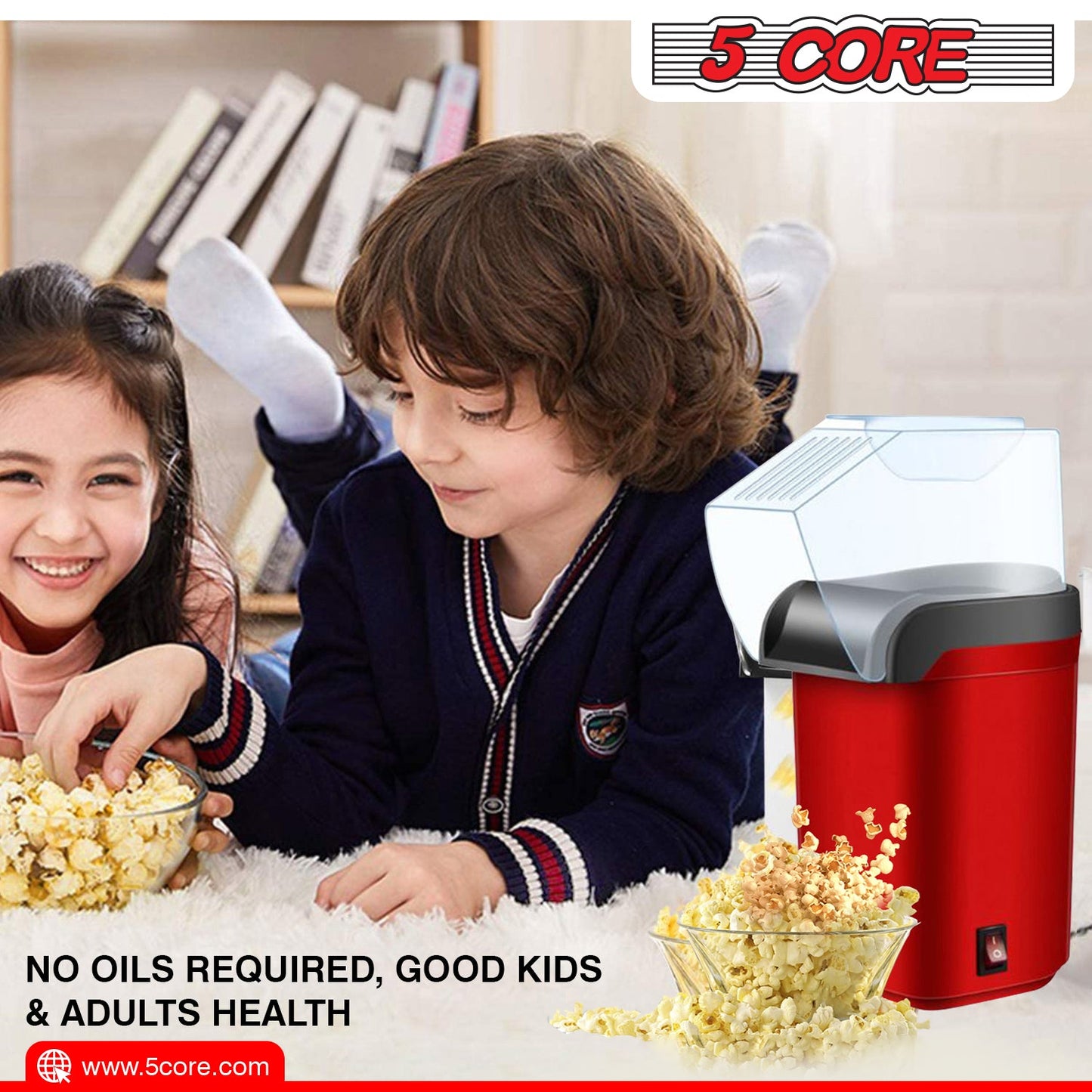 5Core Popcorn Machine Hot Air Electric Popper Kernel Corn Maker Bpa