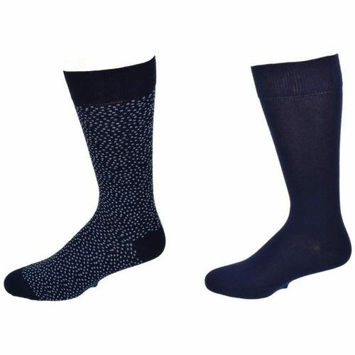 Pin Dot and Solid Pattern Combed Cotton 2 Pair Pack Socks