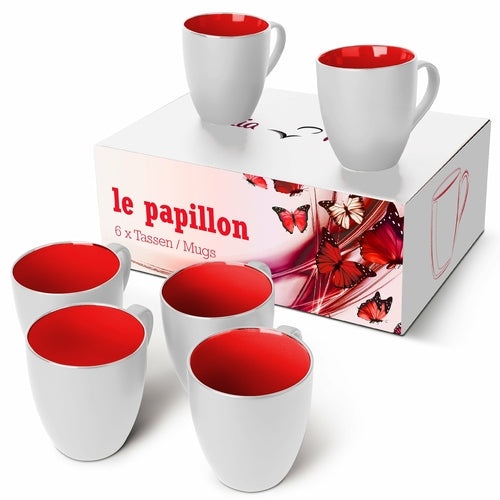 Kaffeetassen Set Le Papillon Kollektion (Außen Weiß)