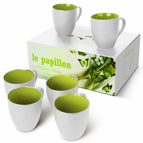 Kaffeetassen Set Le Papillon Kollektion (Außen Weiß)