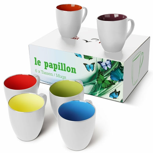 Kaffeetassen Set Le Papillon Kollektion (Außen Weiß)