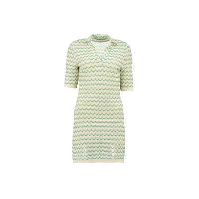 Light Weight Short Sleeve Button Up Cotton Knit Tennis Dress Green