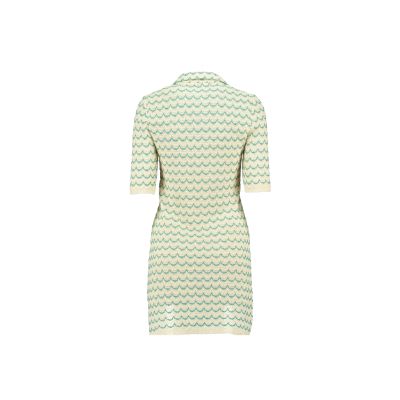 Light Weight Short Sleeve Button Up Cotton Knit Tennis Dress Green