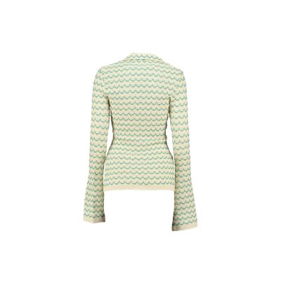 Light Weight Long Sleeve Button Up Cotton Knit Shirt Green