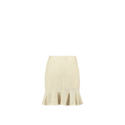 Light Weight Cotton Knit High Waist Skirt with Ruffled Hem Sand - PRE