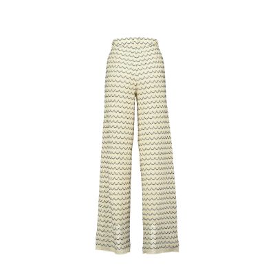 Light Weight Cotton Knit Long Wide Trousers Marine