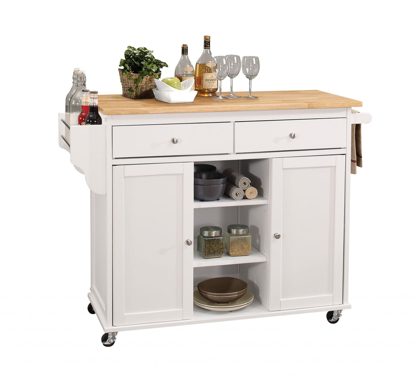 47inches X 18inches X 34inches Natural And White Kitchen Island