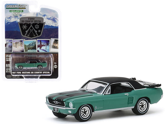 1967 Ford Mustang Coupe Loveland Green Metallic with Black Stripes and