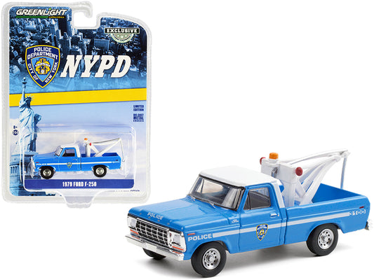 1979 Ford F-250 Tow Truck with Drop-In Tow Hook Blue with White Top