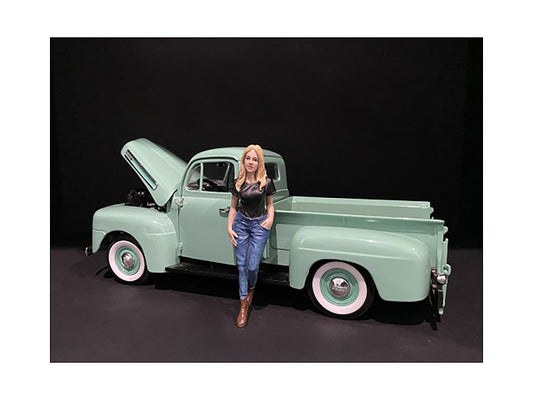 Car Girl in Tee Rachel Figurine for 1/18 Scale Models by American