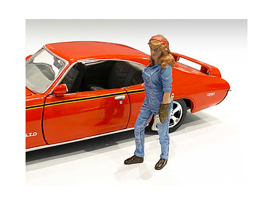 Retro Female Mechanic III Figurine for 1/24 Scale Models by American