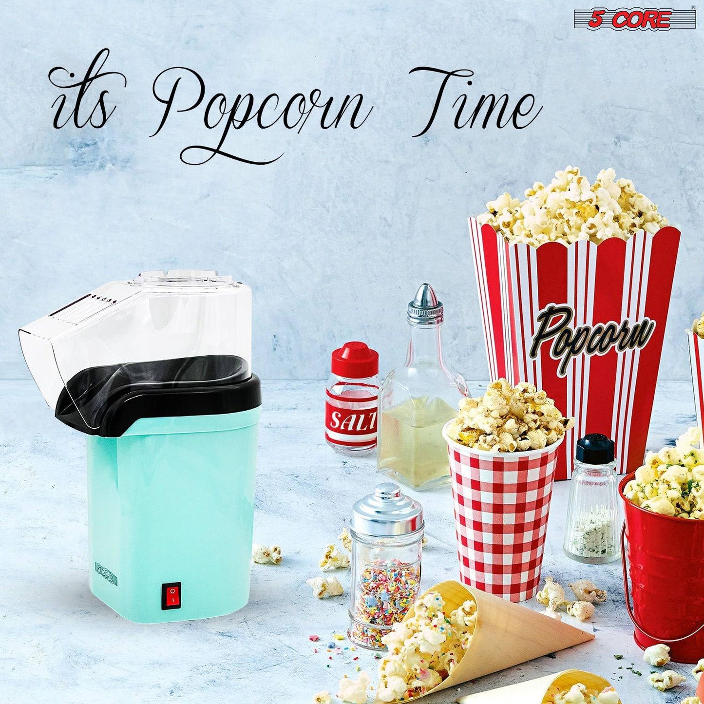 5 Core Hot Air Popcorn Popper Machine 1200W Electric Popcorn Kernel