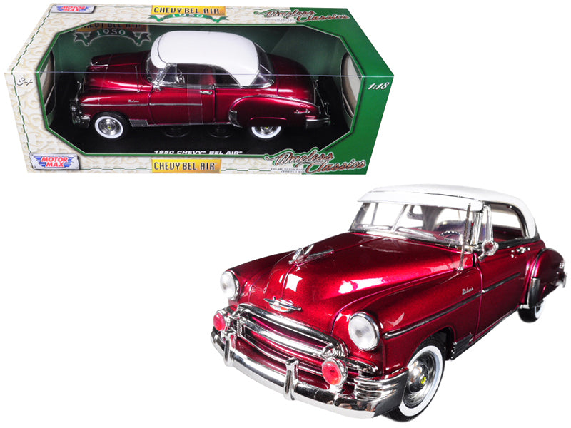 1950 Chevrolet Bel Air Burgundy with White Roof 1/18 Diecast Model Car