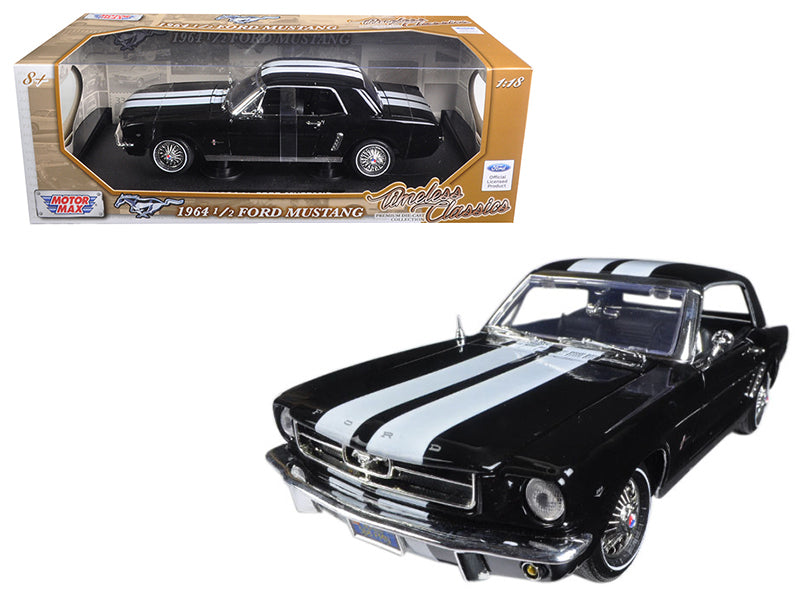 1964 1/2 Ford Mustang Hard Top Black  with White Stripes 1/18 Diecast