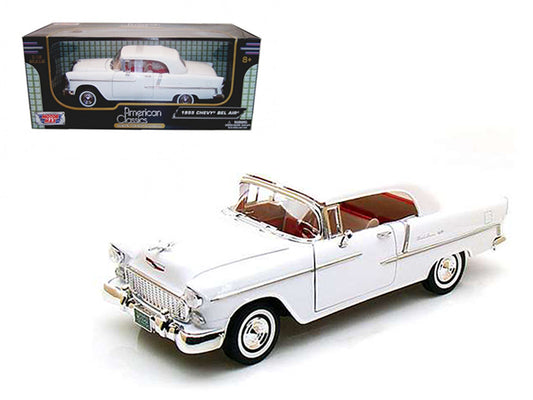1955 Chevrolet Bel Air Soft Top Convertible White 1/18 Diecast Model