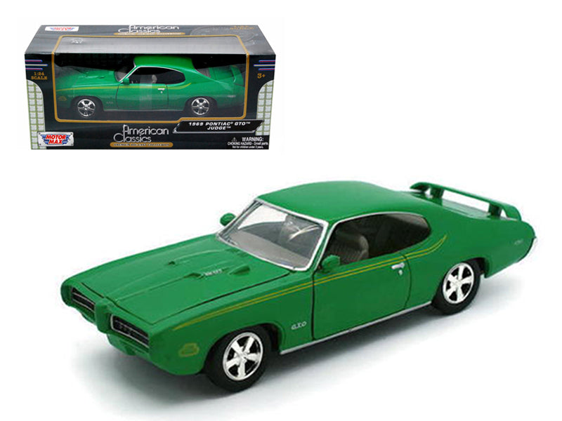 1969 Pontiac GTO Judge Green with Stripes 1/24 Diecast Model Car by