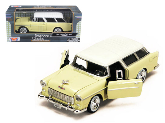 1955 Chevrolet Bel Air Nomad Yellow with White Top 1/24 Diecast Model