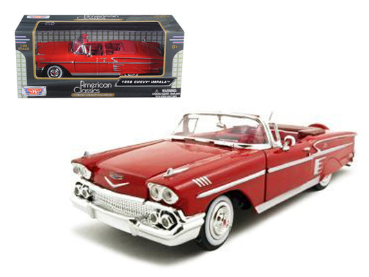 1958 Chevrolet Impala Red 1/24 Diecast Model Car by Motormax