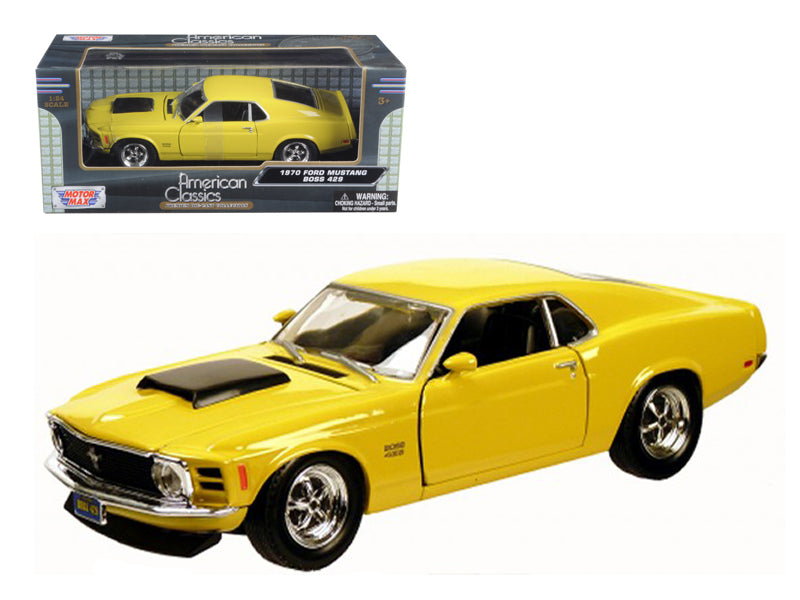 1970 Ford Mustang Boss 429 Yellow 1/24 Diecast Model Car by Motormax