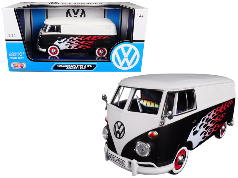 Volkswagen Type 2 (T1) Delivery Van with Flames 1/24 Diecast Car Model