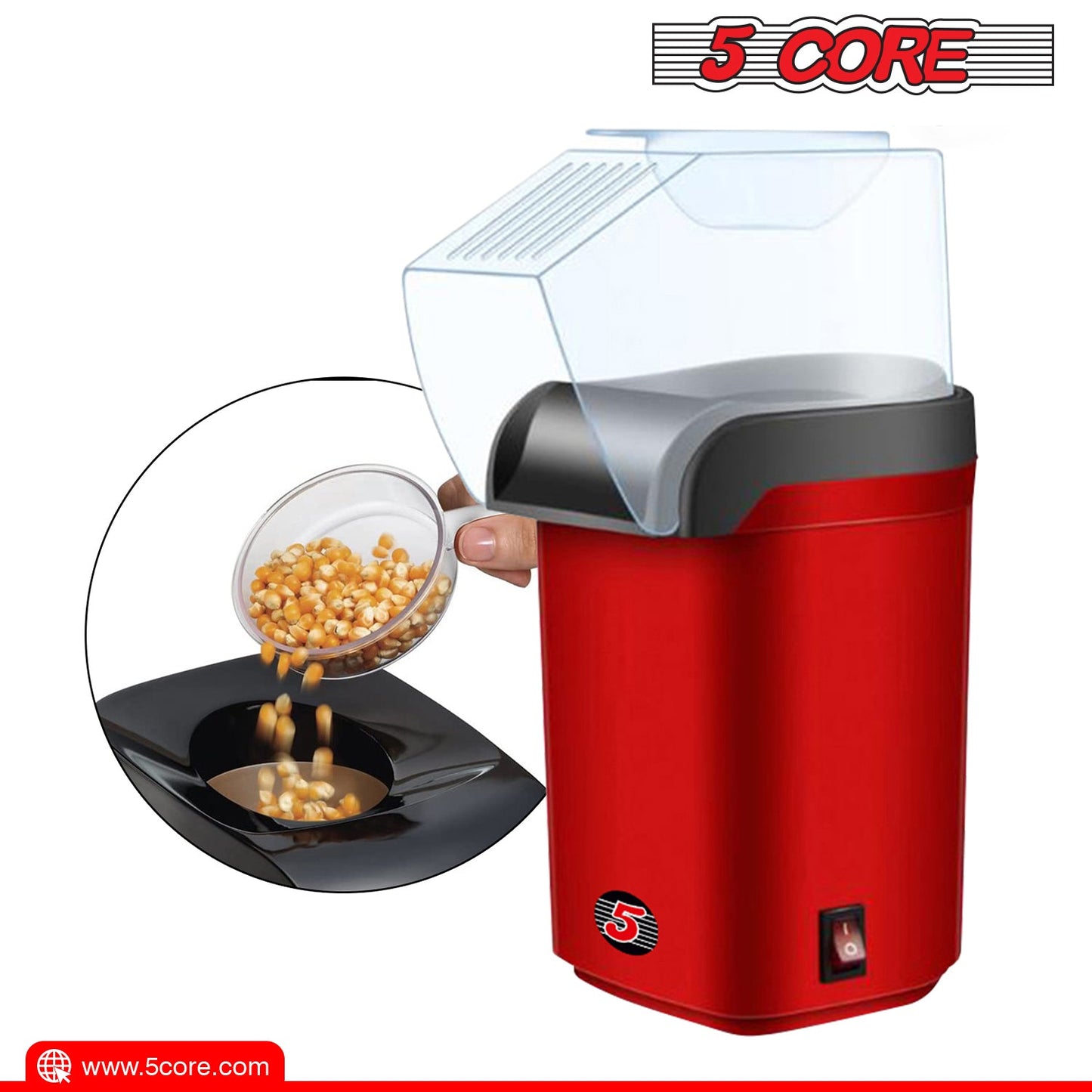 5Core Popcorn Machine Hot Air Electric Popper Kernel Corn Maker Bpa