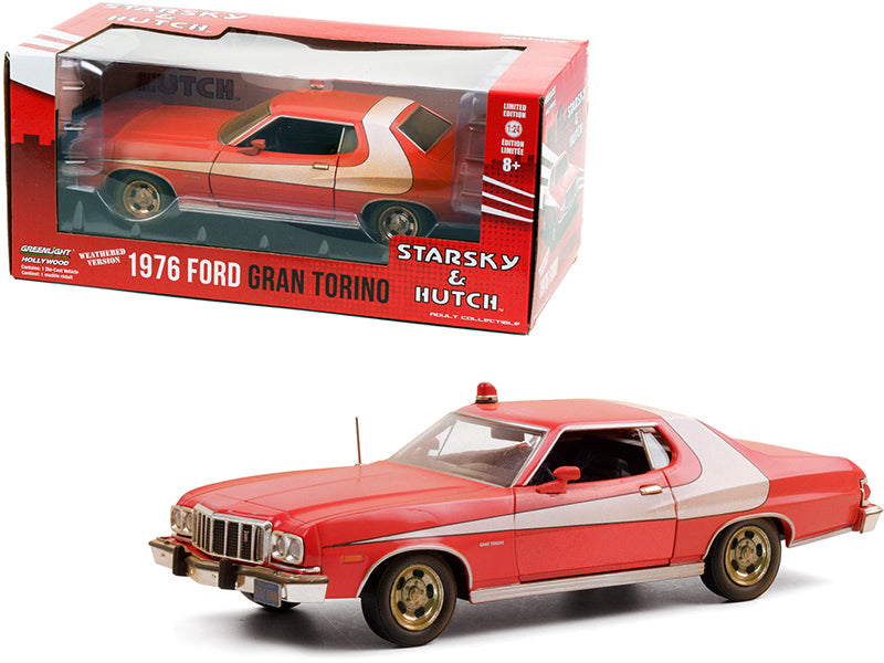 1976 Ford Gran Torino Red with White Stripe (Weathered Version)