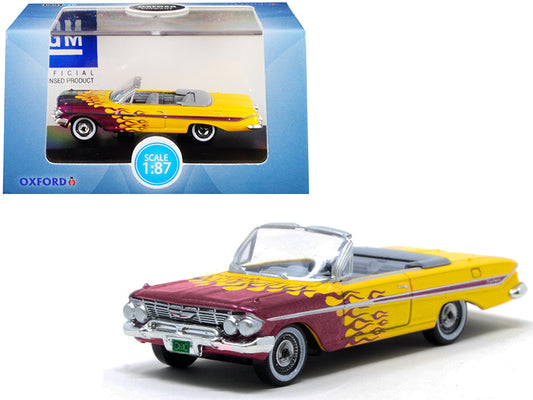 1961 Chevrolet Impala Convertible Yellow with Purple Flames \Hot Rod\"