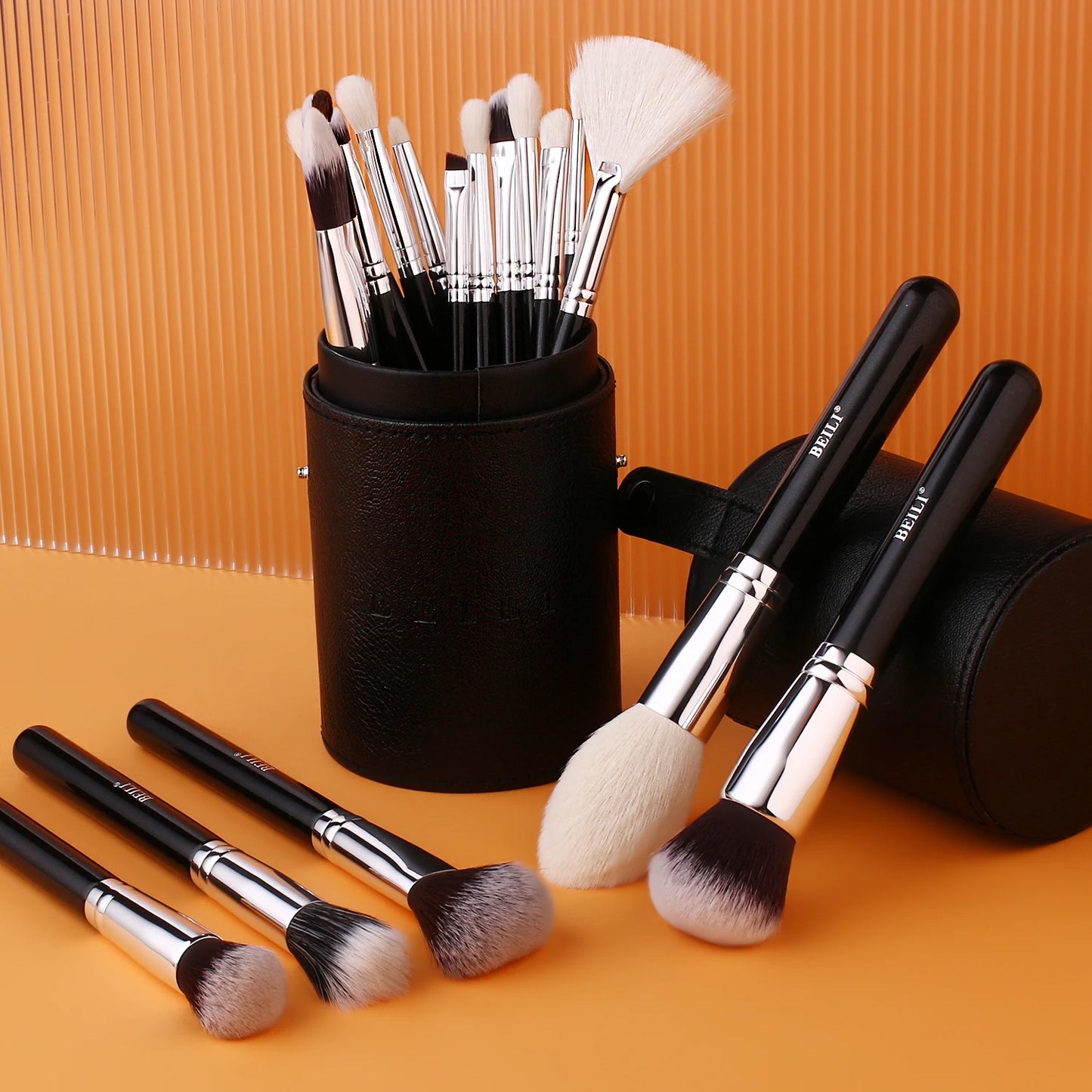 BEILI Black 12/20/22pcs Makeup Brushes Set Natural Goat Hair Powder Foundation Eyeshadow Foundation Eyebrow Make Up Brush