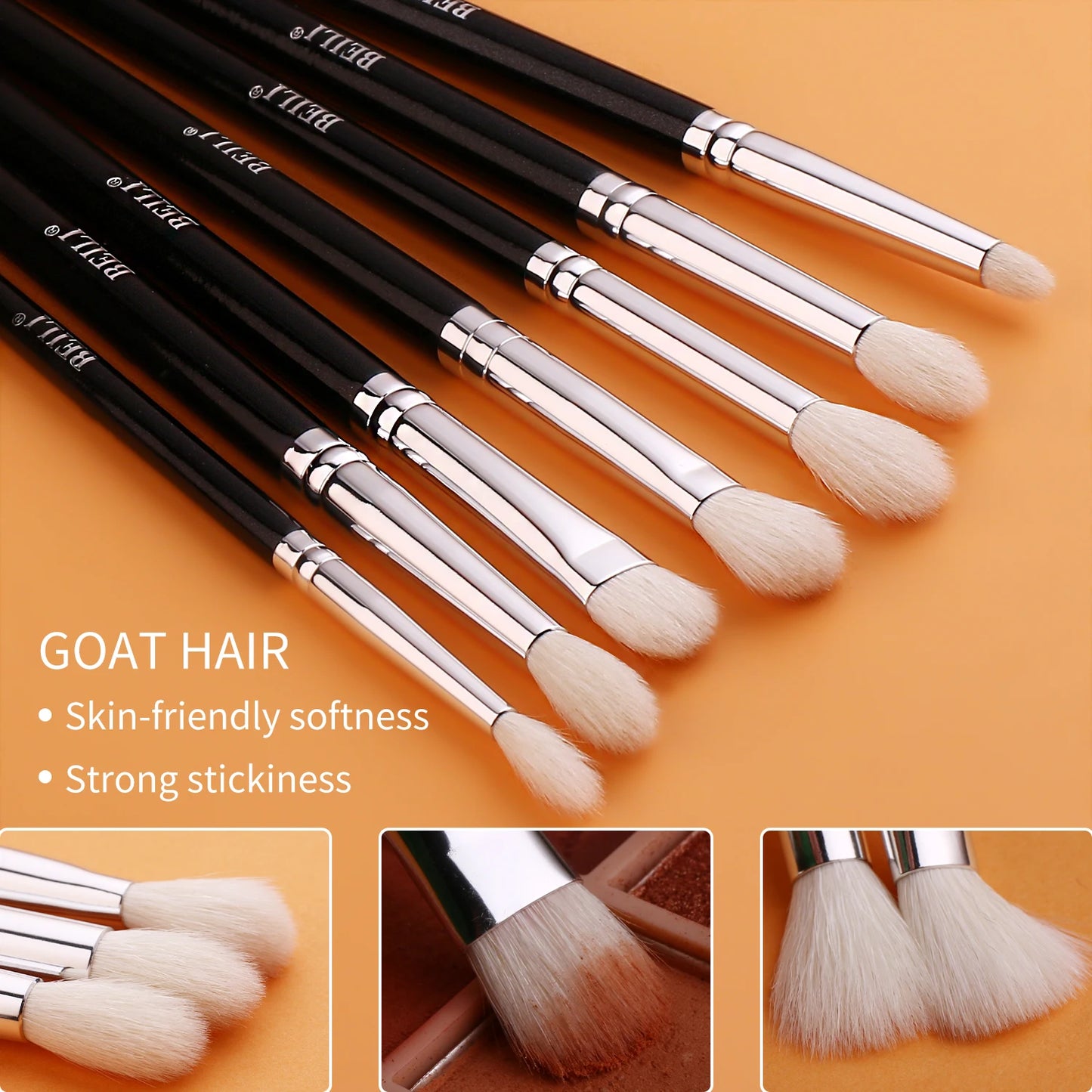 BEILI Black 12/20/22pcs Makeup Brushes Set Natural Goat Hair Powder Foundation Eyeshadow Foundation Eyebrow Make Up Brush