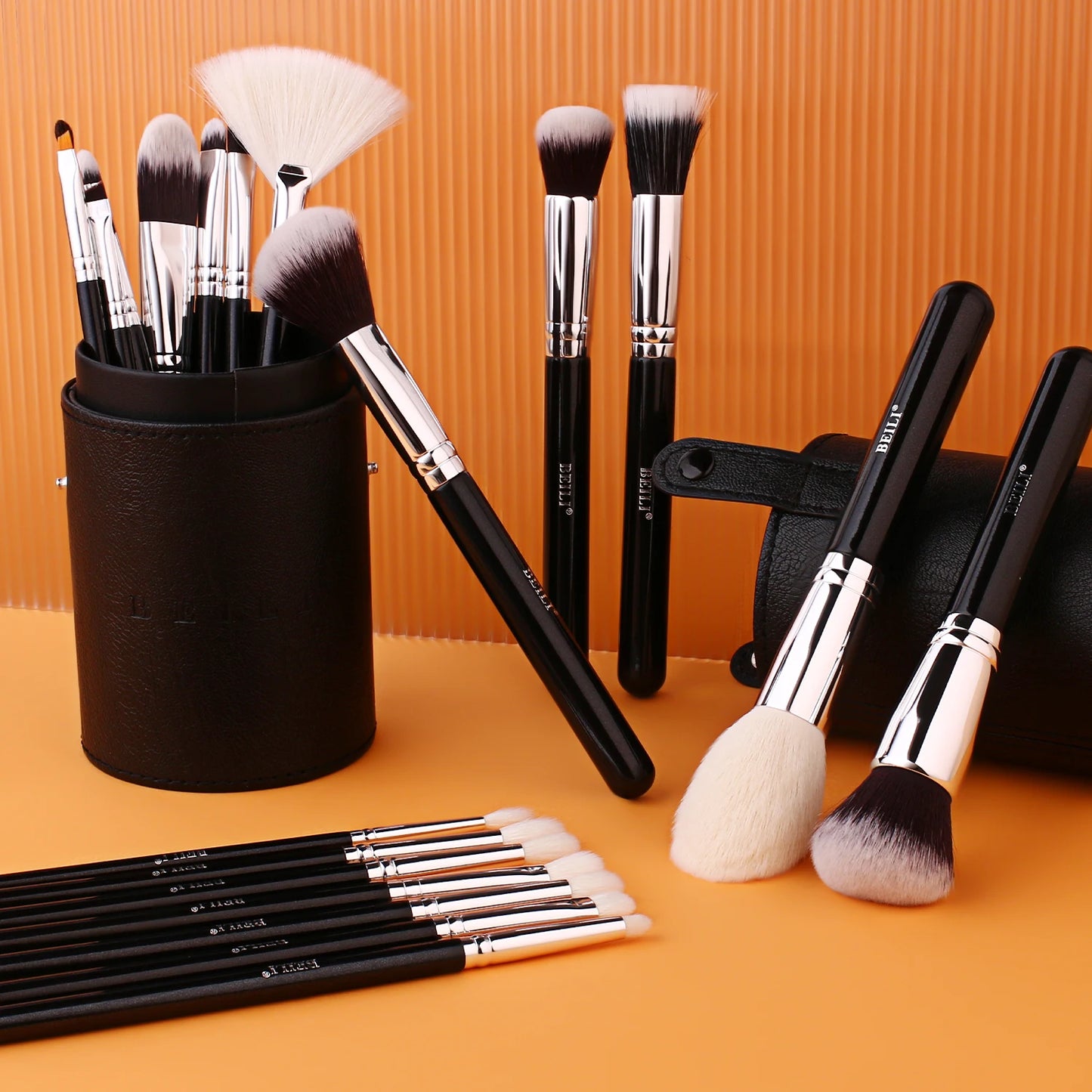 BEILI Black 12/20/22pcs Makeup Brushes Set Natural Goat Hair Powder Foundation Eyeshadow Foundation Eyebrow Make Up Brush