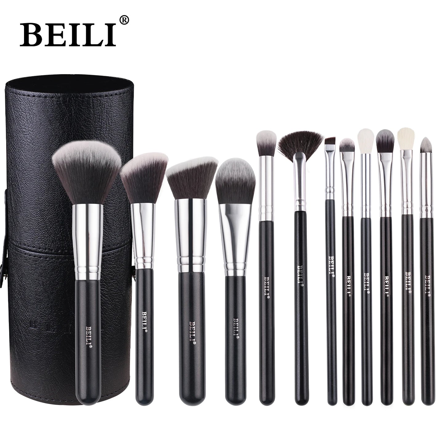 BEILI Black 12/20/22pcs Makeup Brushes Set Natural Goat Hair Powder Foundation Eyeshadow Foundation Eyebrow Make Up Brush