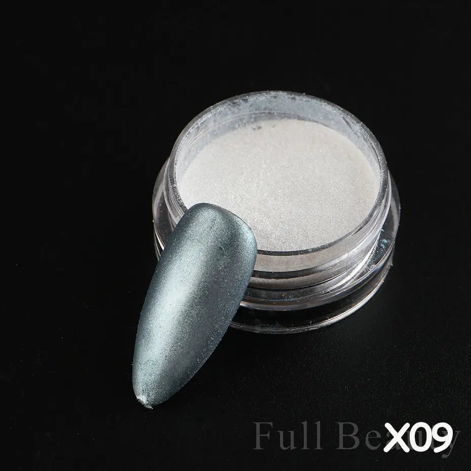 2pcs Nail Mirror Glitter Powder Gold Silver Metallic Effect Pigment Gel Polish Chrome Flakes Dust Holographic Decoration NFC000