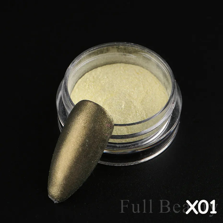 2pcs Nail Mirror Glitter Powder Gold Silver Metallic Effect Pigment Gel Polish Chrome Flakes Dust Holographic Decoration NFC000