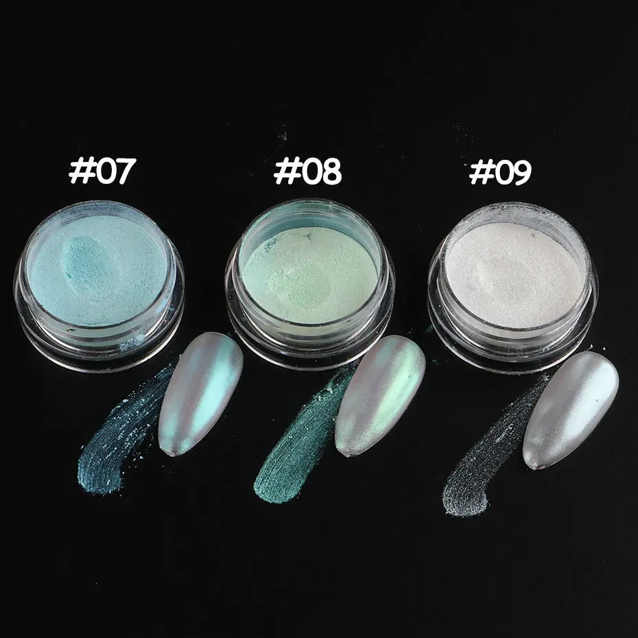 2pcs Nail Mirror Glitter Powder Gold Silver Metallic Effect Pigment Gel Polish Chrome Flakes Dust Holographic Decoration NFC000