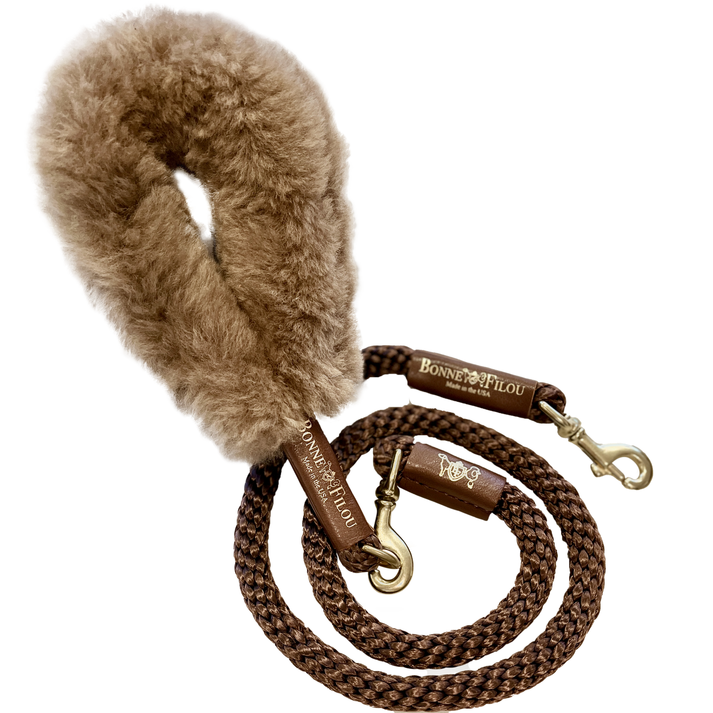 Bundle Shearling Fur Grip + Rope Leash for Dogs